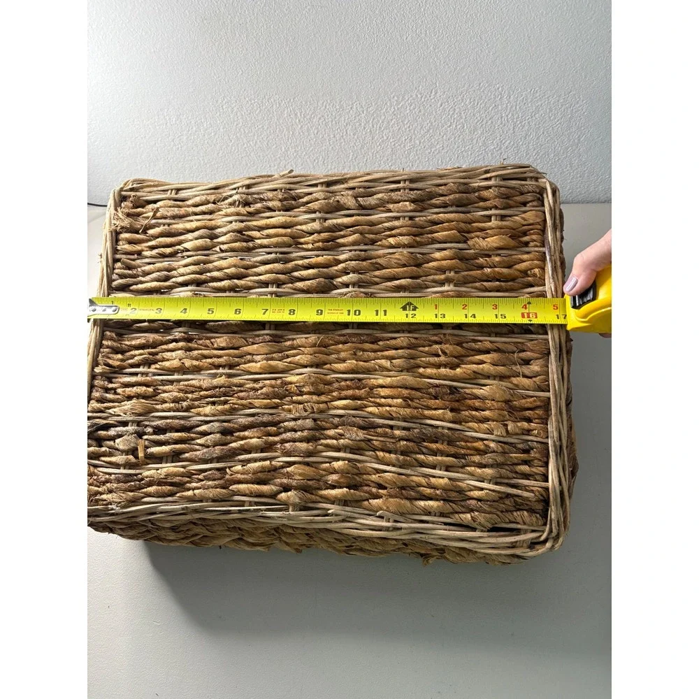 Natural‎ Woven Seagrass Tray Rectangular Basket with Wood Handles Brown 17x13